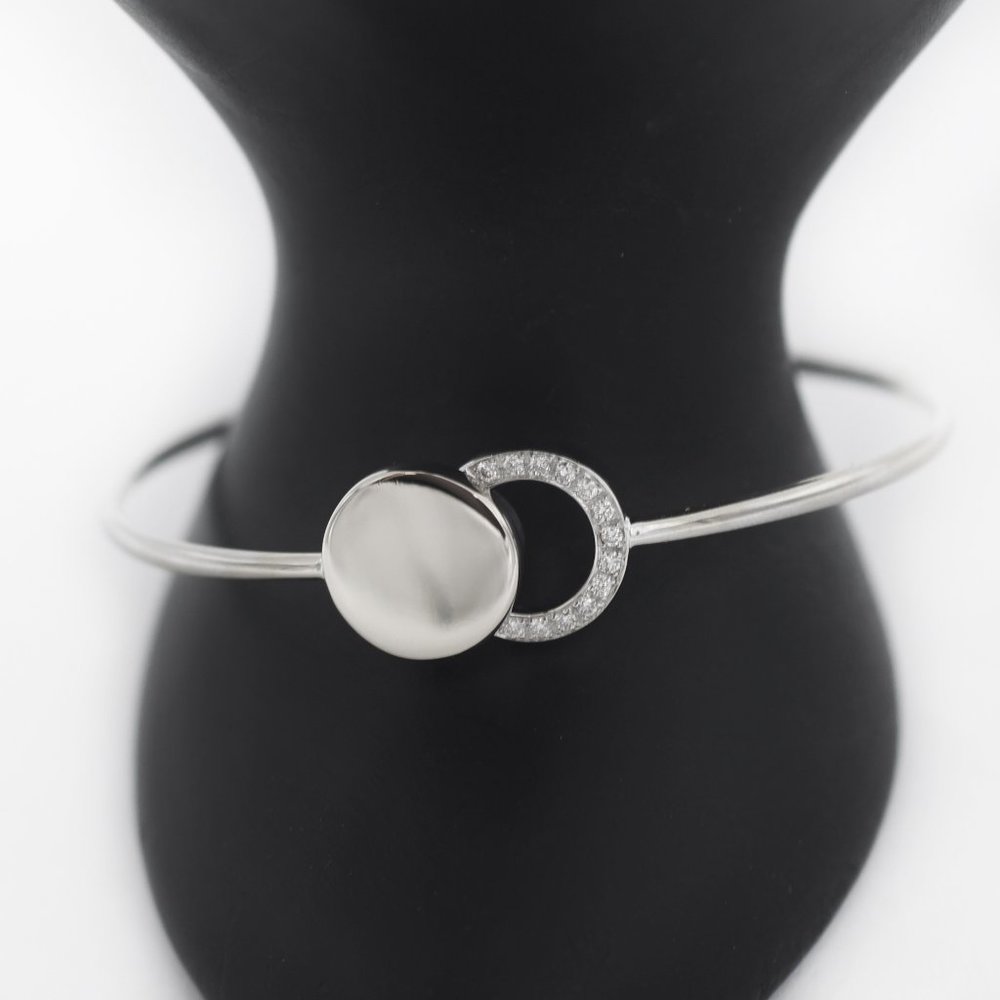 Dinh Van 18K White Gold Diamond Tension Bangle Bracelet